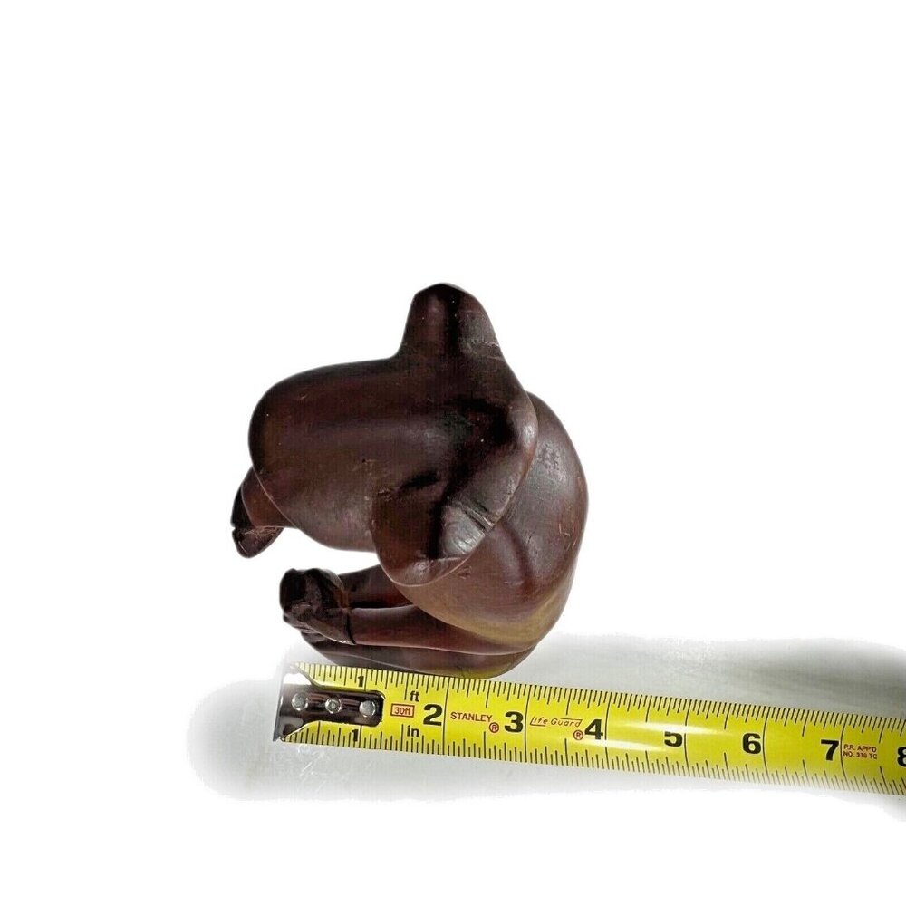 Vtg Hand Carved Wood Monkey Figurine Statue Totem Head Tribal Art READ - Picture 9 of 10